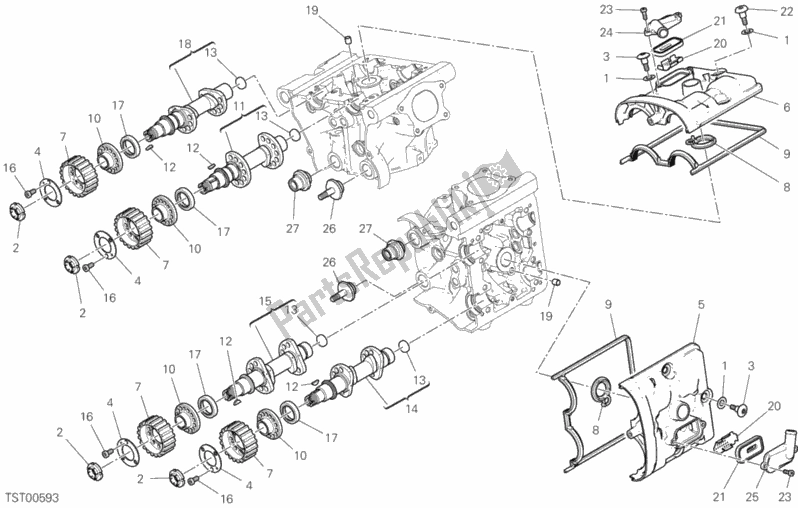 All parts for the Cylinder Head : Timing System of the Ducati Monster 821 USA 2020